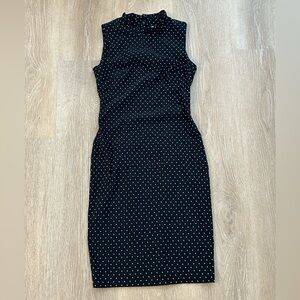 Calvin Klein Black Midi Dress with White Polka Dots